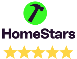 HomeStars logo with a black hammer inside a green circle above the word 