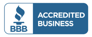 Blue and white badge featuring the Better Business Bureau (BBB) logo on the left and the words “ACCREDITED BUSINESS” on the right, indicating official BBB accreditation. - The Handyman Services York Region & Simcoe Region